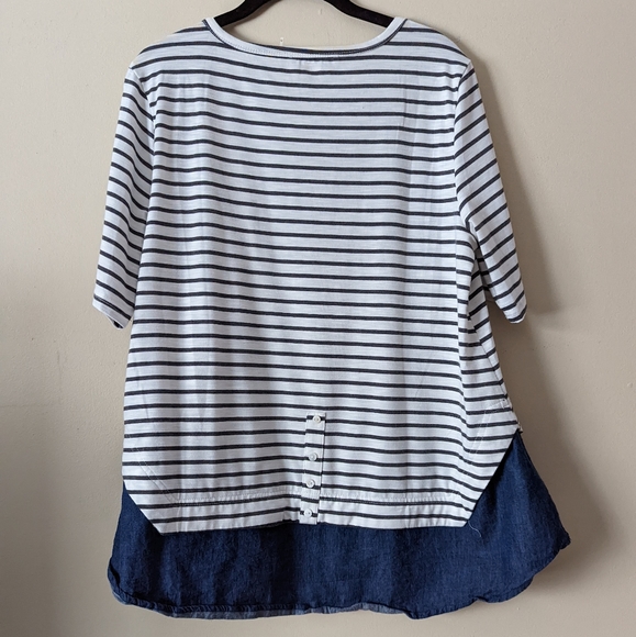 Doe & Rae denim striped women's blouse size L - Picture 3 of 6